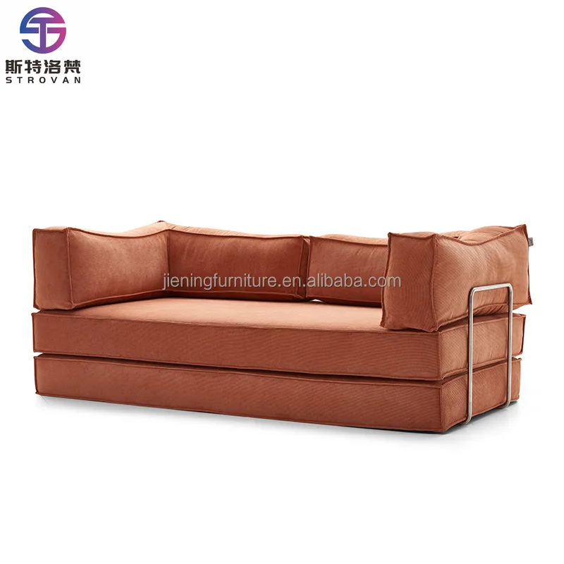 

Modern Vintage Sectional Sofa Bed Fabric Corduroy Folding Vacuum Compression for Hotel Living Room Corner Design Set