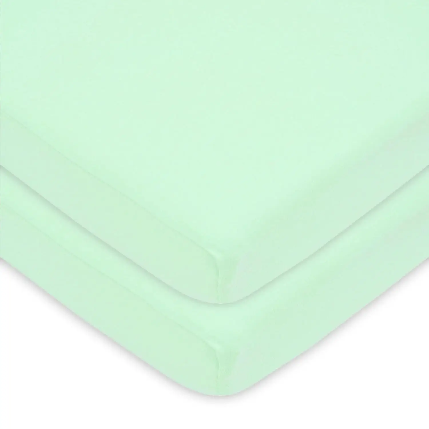 

Комплект из 2-х простыней для мини-кроватки из 100% хлопка, мягкие и дышащие, подходят для матрасов Pack N Play, мятный цвет для мальчиков и девочек