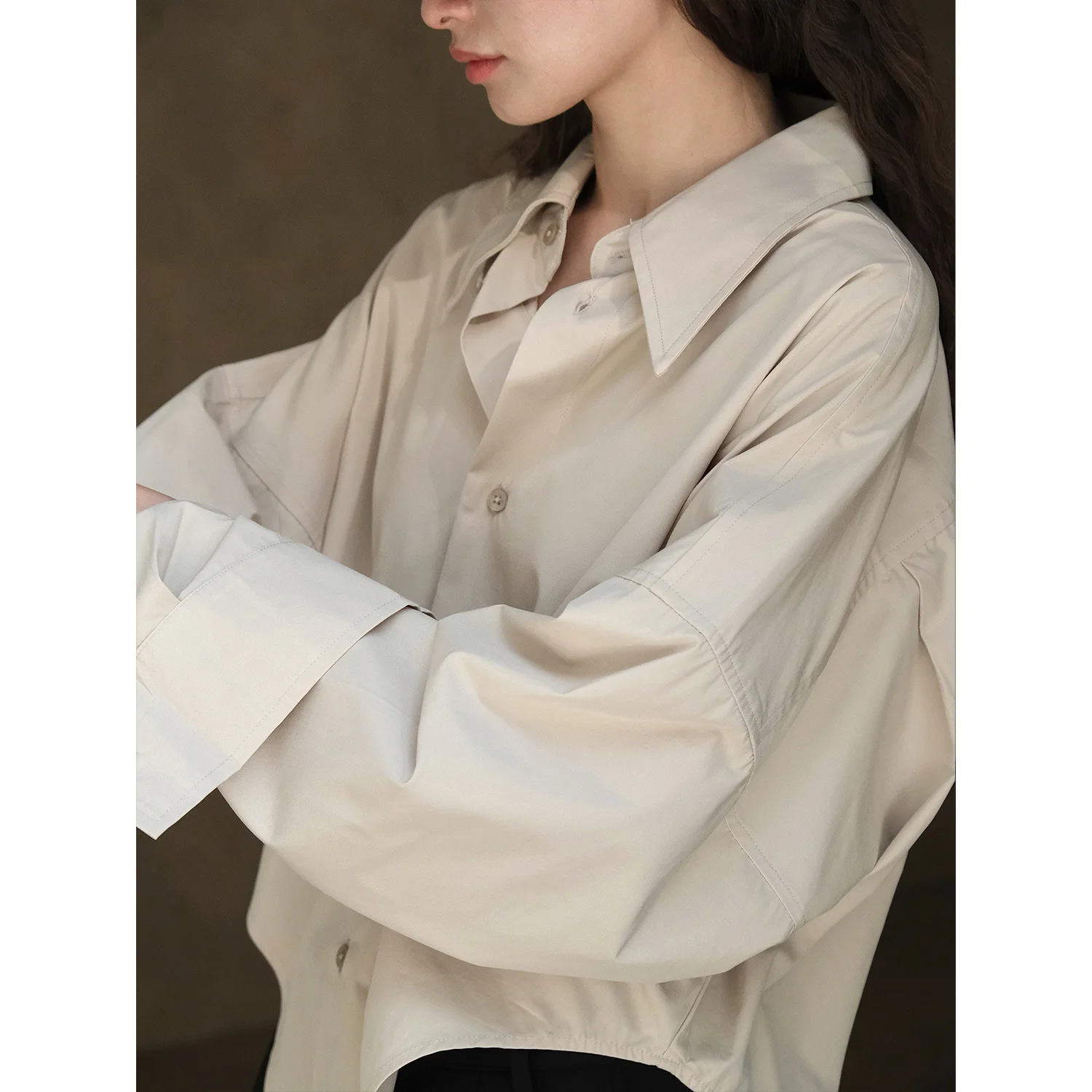 Autumn Korean Irregular Collar Shirt Loose Silhouette Casual Top For Women