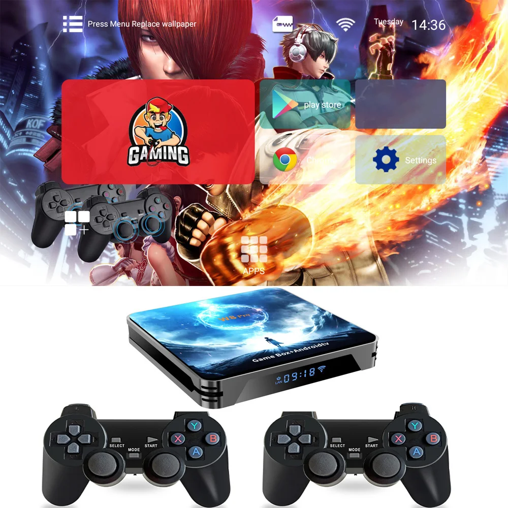W8 Pro Game Box 30000+ Android 14 HD 6K Game Console Dual WiFi 4G 5G Wireless Controller Smart Game box for GBA/FC