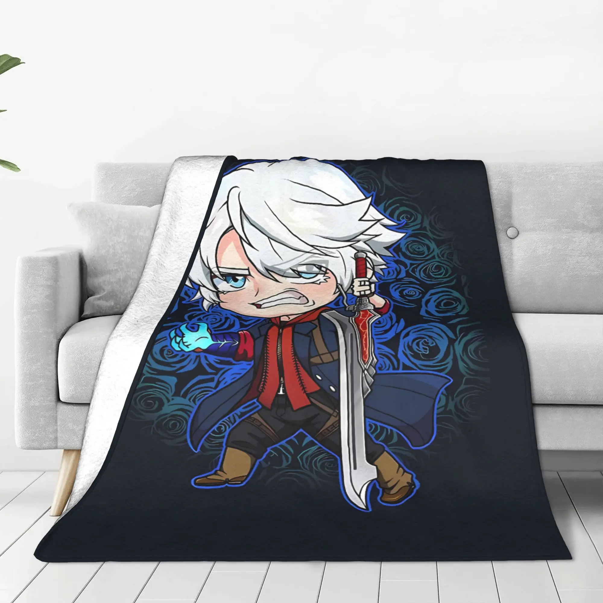 1PC Home Cute Room Decor Nero With Red Queen And Roses Blanket Throw Blanket D-Devil May Cry Novelty Warm Blanket All Season
