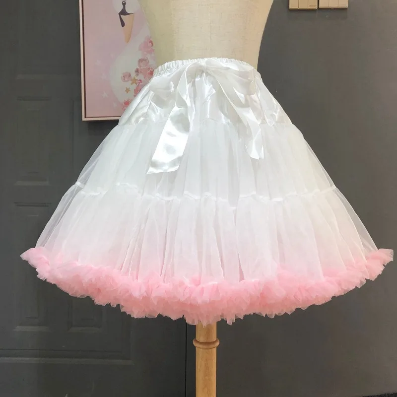 Crinoline ภายใน Bustle คอสเพลย์ Tutu Puffy ผู้หญิงดอกไม้สไตล์ Lolita Fluffy Petticoats Cancan กระโปรงภายใต้ชุดแต่งงาน