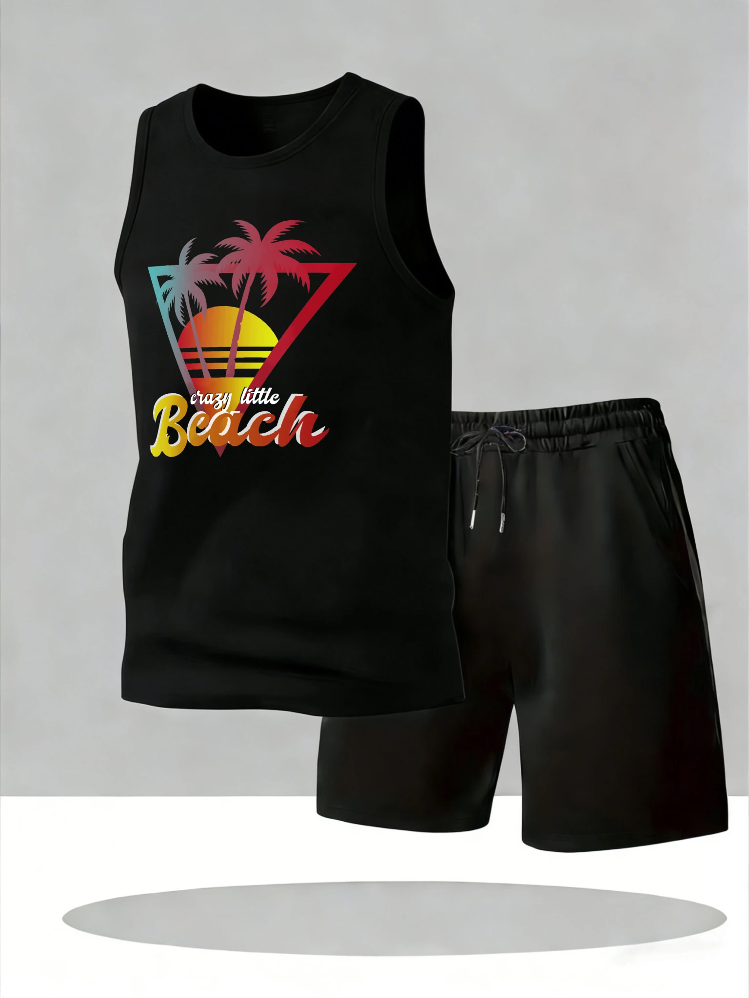 

Men's Tank Top Sets 2026 Summer Quick drying running sports crewneck oversize Breathable beach jogging suit sweat suit