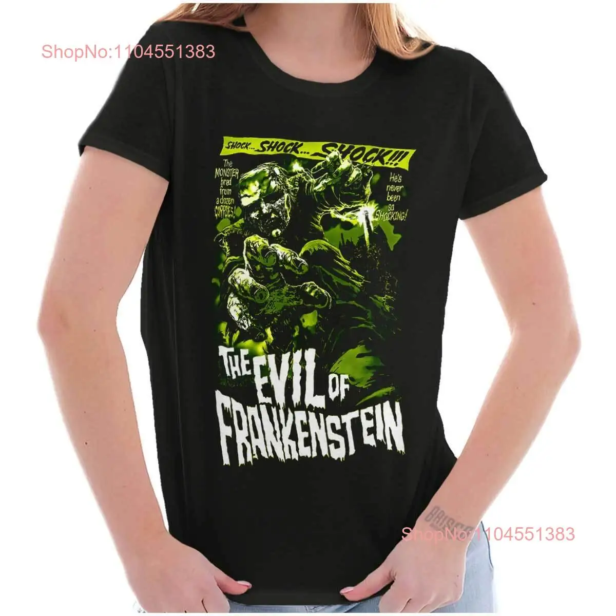 

Halloween The Evil of Frankenstein Monster Graphic T Shirts for Women T-Shirts