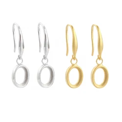 S925 Sterling Silver Earring Bezel Blanks Fit Oval Cabochon Cameo Earring Base Tray DIY Findings Jewelry Making Accessorie