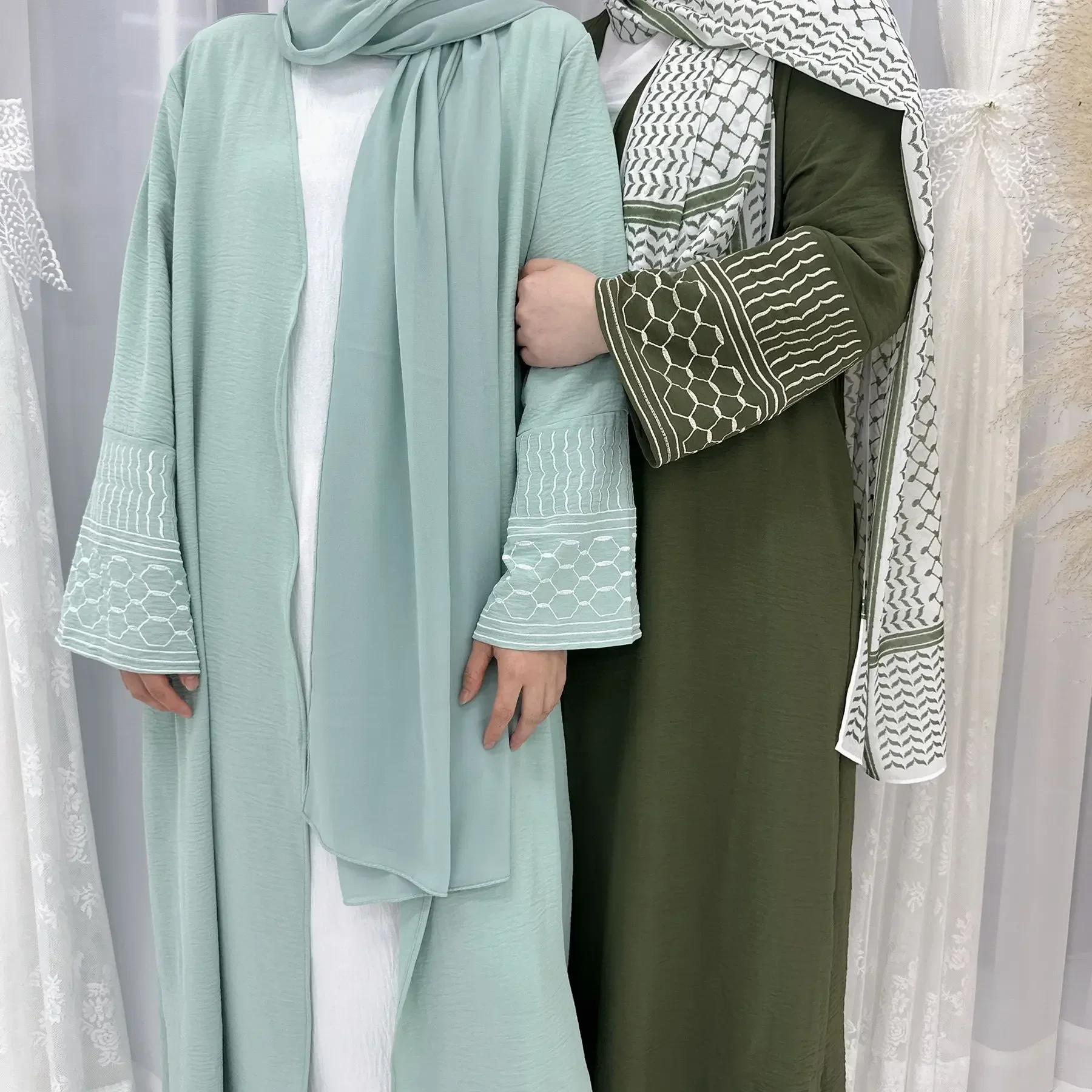 Eid Abaya per le donne Kimono musulmano Cardigan Abito modesto Dubai Turchia Abaya aperto Caftano Ramadan Islamico Jalabiya Robe Djellaba