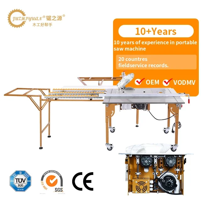 Portable L-Size 220V Sliding Table Panel Saw Machine Durable Motor Woodworking Machinery for Farm and Home Use