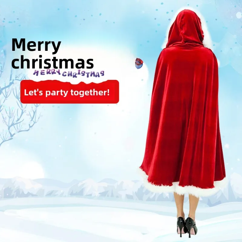 Cape adulte vêtements de performance cape de père noël cape pour hommes et femmes velours doré cape du petit chaperon rouge