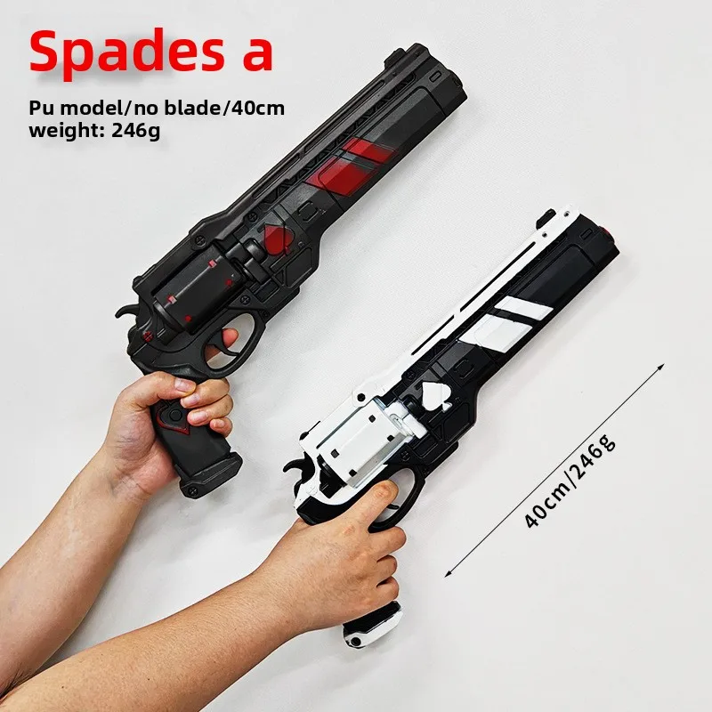 40cm/15.75in Peryferia do gier Ace of Heart Revolver COSPlay Halloween Model miecza Rekwizyt PU Symulacja Chłopięcy pistolet Zabawka Ozdoba na biurko