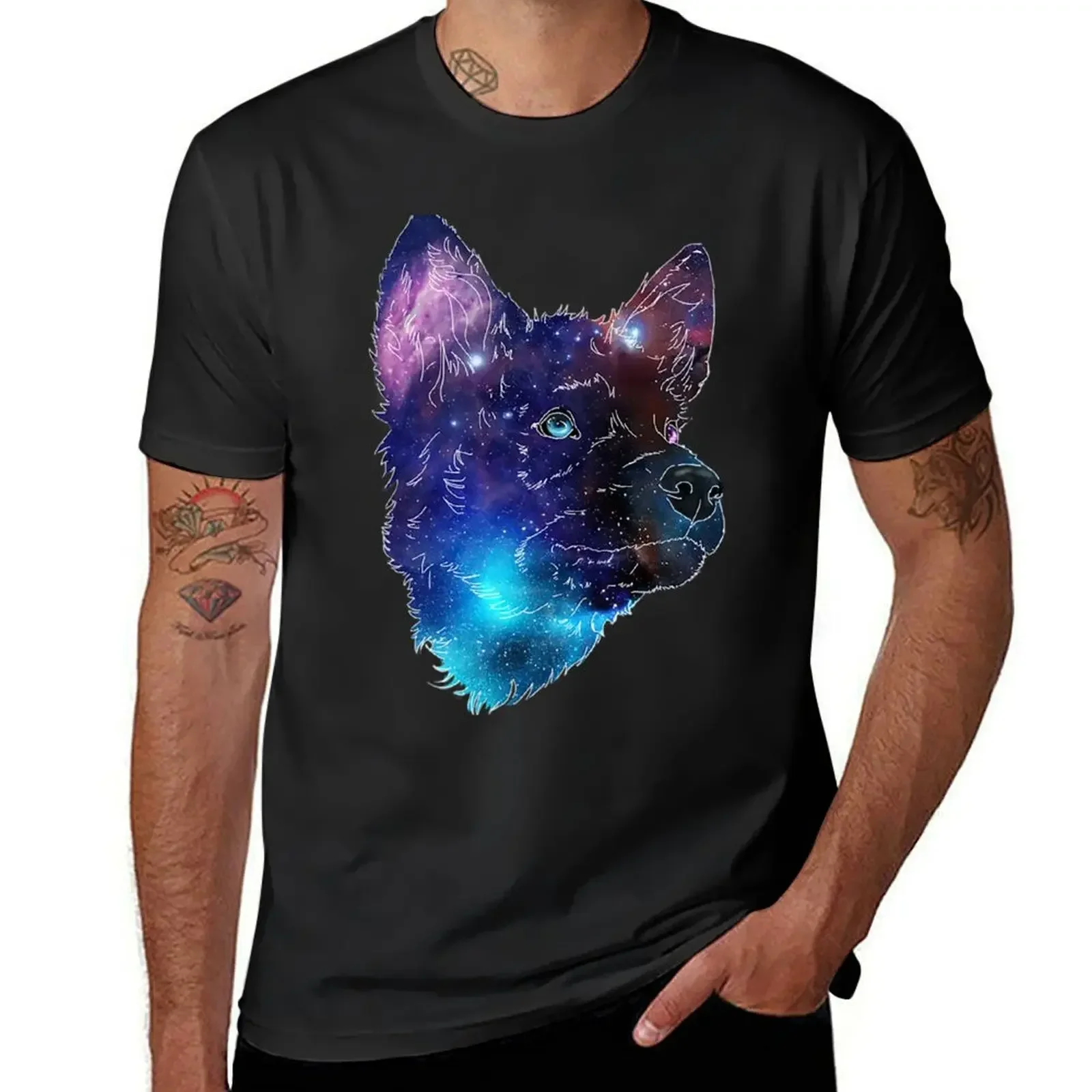 

Galaxy Wolf Pup T-Shirt street wear summer clothes hippie clothes plus size tops t shirts men