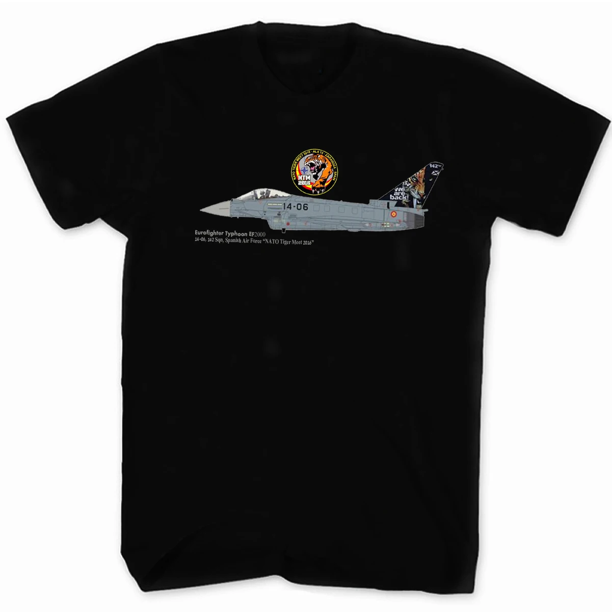 

Tiger Meet Spanish Air Force Eurofighter Typhoon EF2000 Fighter T Shirt New 100% Cotton Short Sleeve O-Neck Casual Mens T-shirt