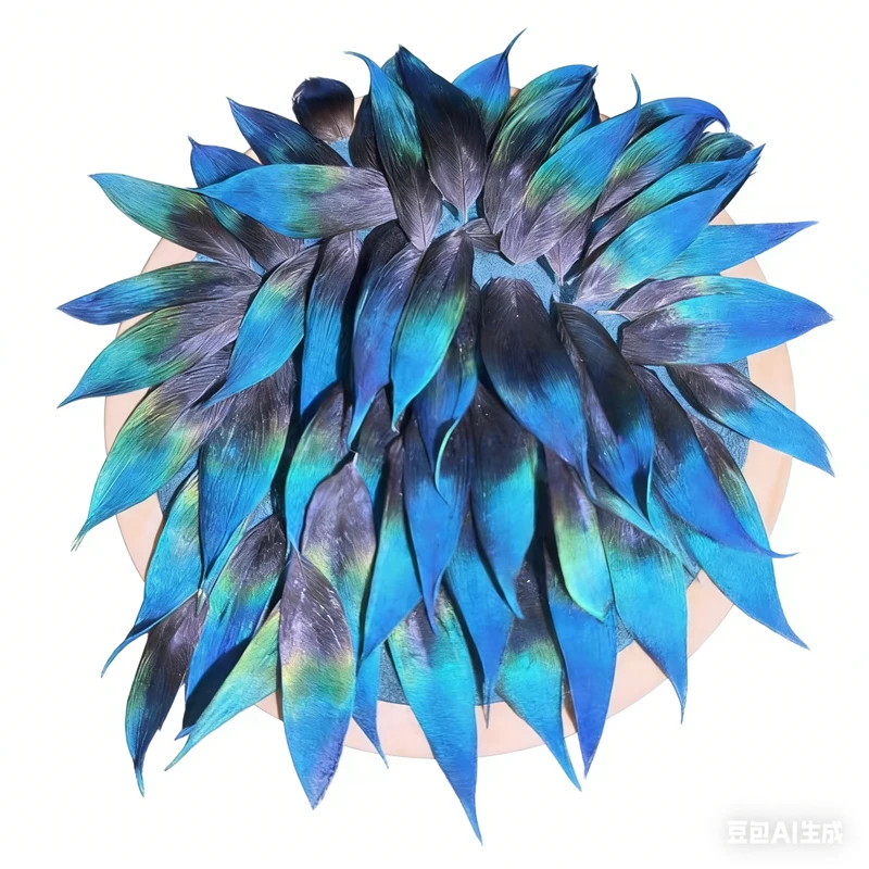 50Pc Beautiful Shinly Blue Peacock Feathers Starching Peacock Feathers Brushed with Glue,Feathers Used for the Kingfisher Craft