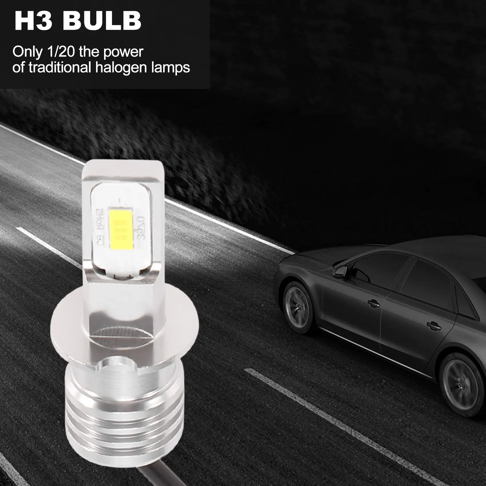 2X H3 Super Bright LED Headlight Fog Light Driving Lamp Bulb Kit 6000K White