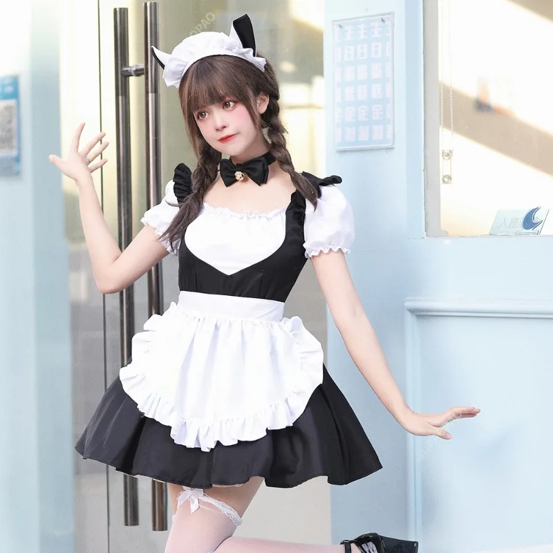 

Black Cute Lolita Cat Maid Dress Costumes Cosplay Cat Girl Maid Dress Suit for Waitress Maid Party Stage Costumes S -5XL