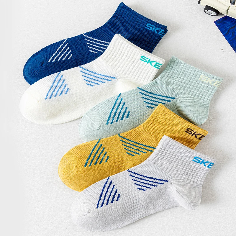 5 Pairs Kids Socks Breathable Mesh Seamless Ankle Socks for Boys Girls Summer Sports Running Socks for Children