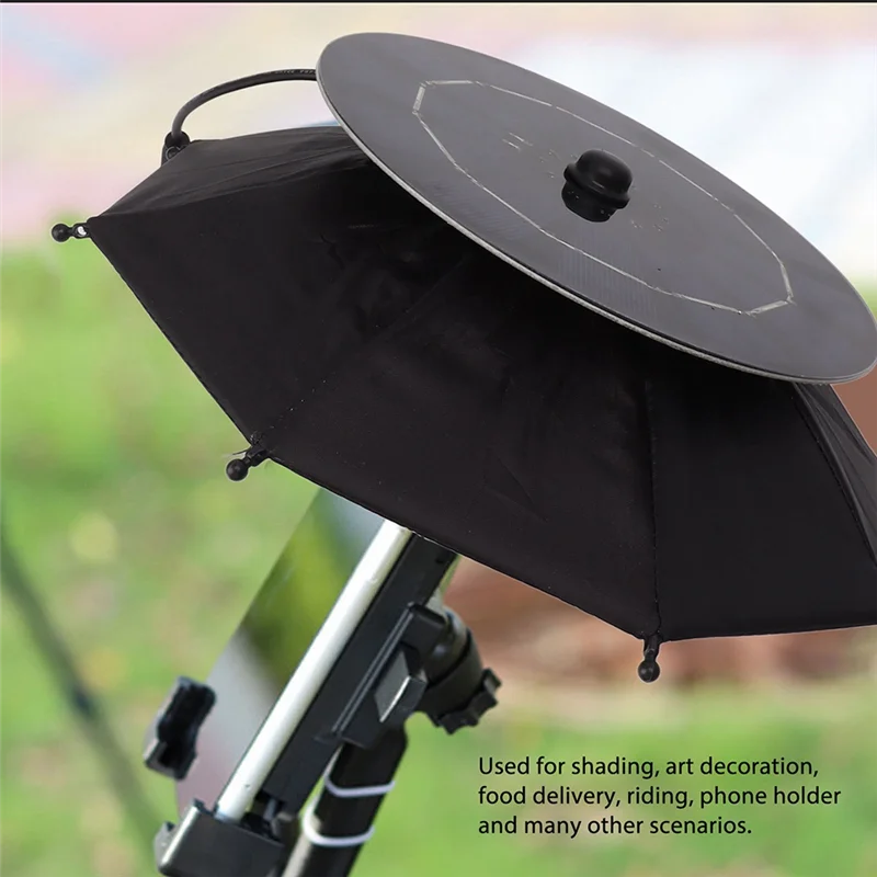 

AEF6-Phone Mini Umbrella Sun Shade USB Charging+Solar Power For Outdoor Cycling Fishing Black
