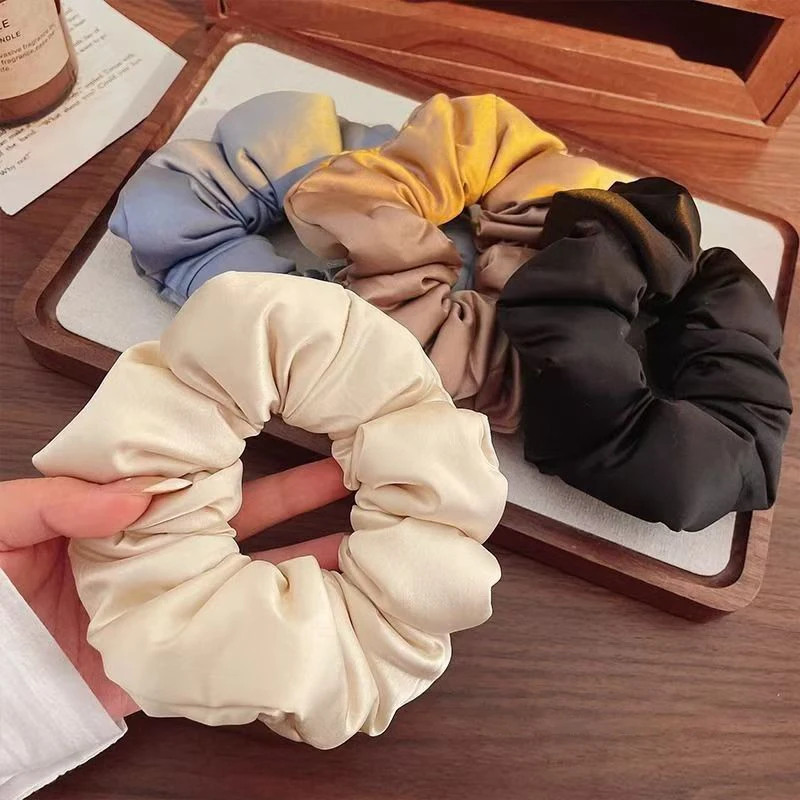 Large Solid Silk Elastic Hair Band Rope Tie Korean Women Girls Ponytail Hair Curlers Hair Styling Tools Fashion Hair Accessories