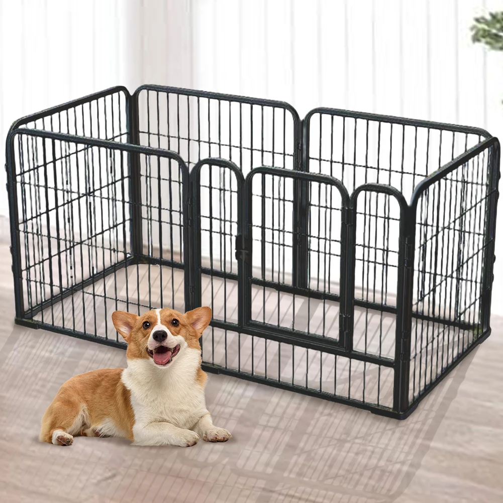 

6 Panels Heavy Duty Dog Puppy Playpen Foldable Detachable Play Pen Heavy Duty Dog Exercise Fence for Dog Cat Rabbit Pet Exercise