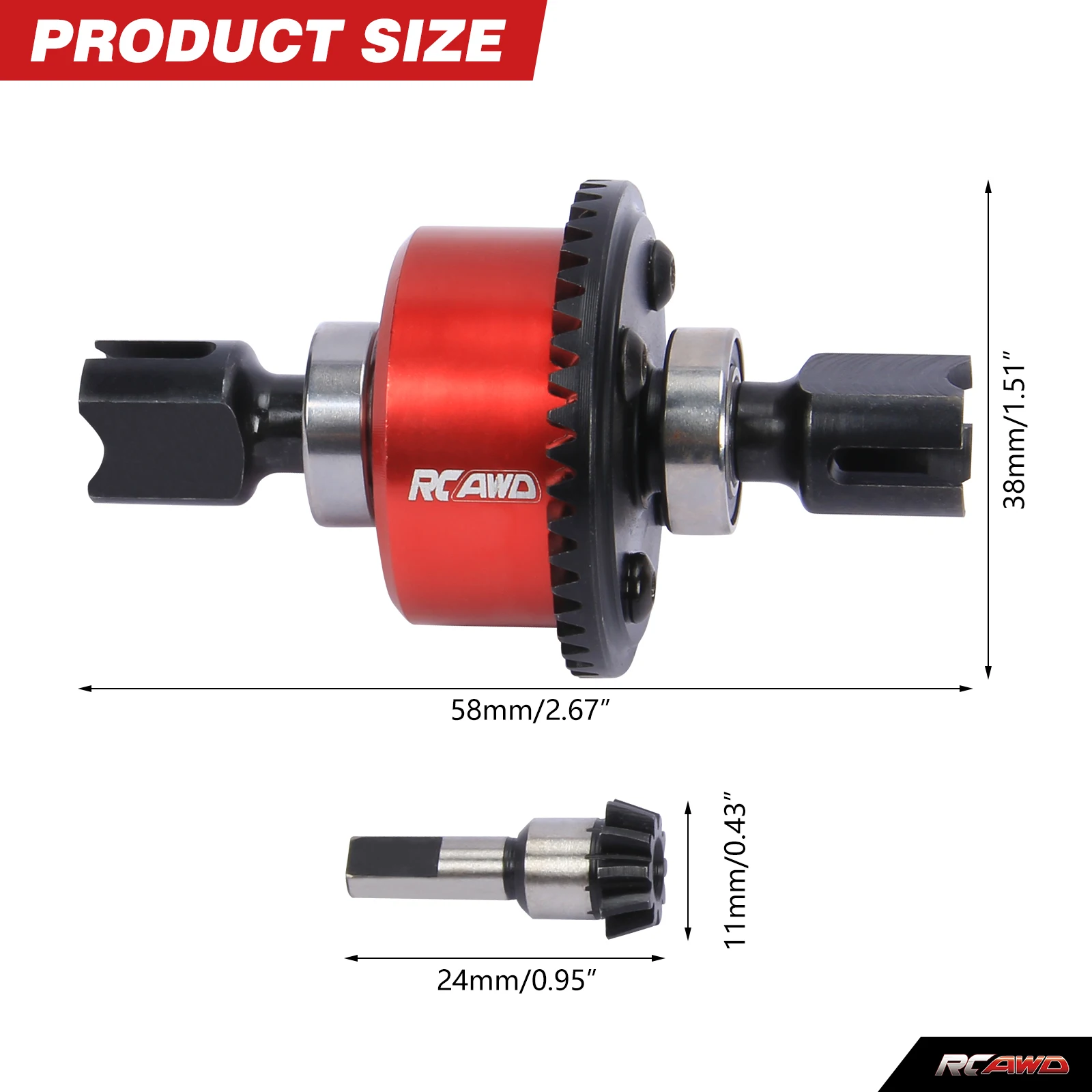 RCAWD Front Rear Differential 43T & 10T Input Gear 1 Set for 1/7 1/8 Arrma 6s RTR hopups upgrades parts # ARA310957