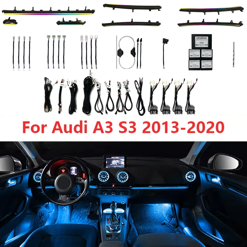 21 in 1 Car Ambient Lighting Symphony 64 Color for Audi A3 S3 2013-2020 Car Door Dashboard Decoration Atmosphere Lamp Accessorie