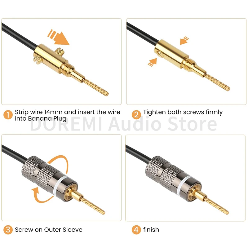 2MM Banana Speaker Connector 24K Copper Gold Plated HIFI Banana Jack Screw Type Audio Video Wire Plug Braided Plug Connectors — zdjęcie produktu 5