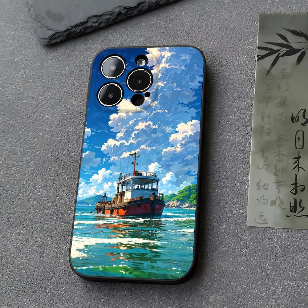 Sailing Ship Boat Phone Case for iphone 14 13 11 15ProMax 16 12 Pro Xs Max Mini Xr X 7 8 Plus Funda Covers