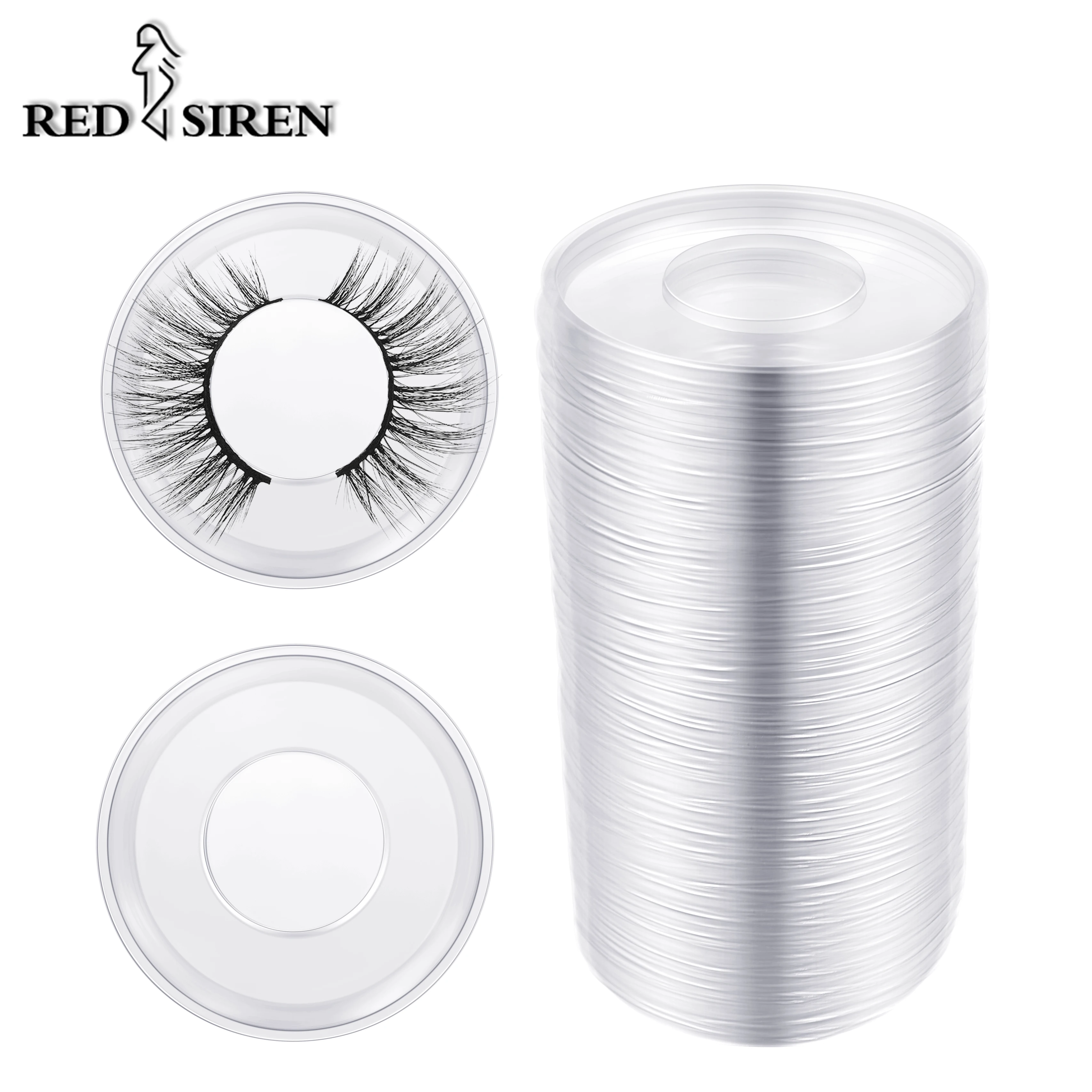 20-100Pcs Round Eyelash Tray Holder Plastic Eye Lash Trays Lid for False Eyelash Case Empty Holder Box Packaging Box Container