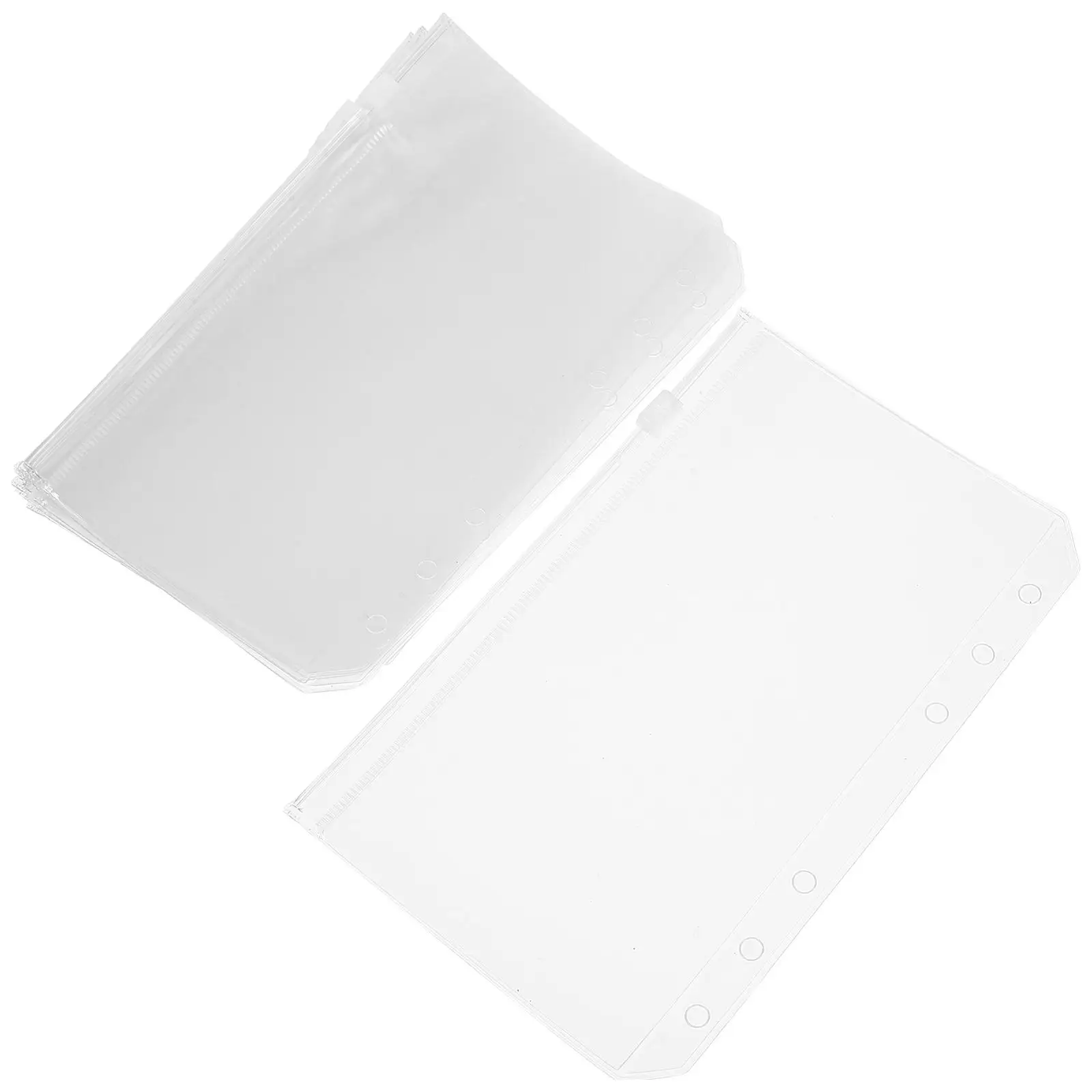 12Pcs A6 Binder Pockets PVC Zipper Bags Card Holder Files Daily Use Storage Lightweight Travel Office Reusable Leaf Pocket