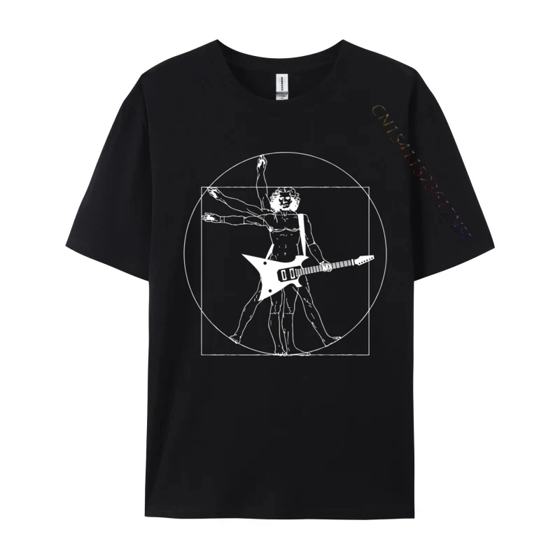 Vitruvian Guitar Player Leonardo Da Vinci Vitruvian Man Custom Family T-Shirts For Male Pure Cotton Tops & Tees