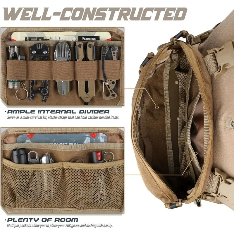 1000D Nylon Tactische Borsttas Airsoft Pouch met Molle Systeem voor Outdoor Camping Wandelen Jacht EDC Schouder Vissen Vest