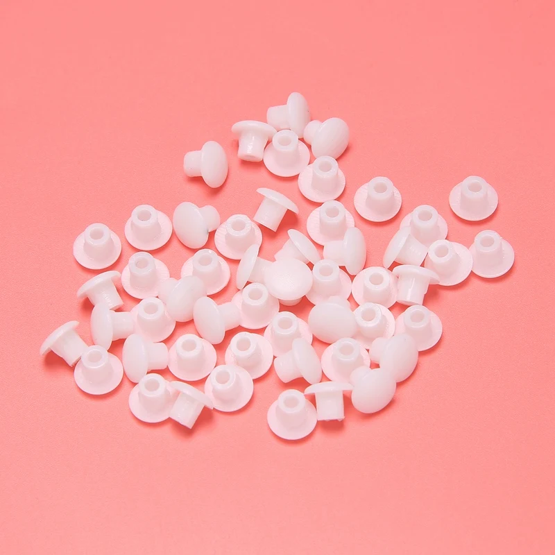 Plastic Round Shaped Cover Screw Cap Lid White 50pcs for 5mm Dia Hole