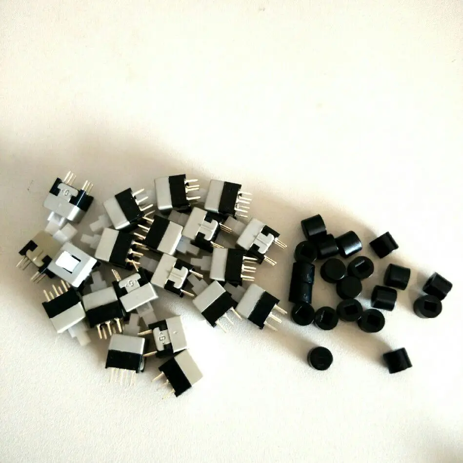 20pcs 8.5 x 8.5mm x 17mm Pushbutton Tact Tactile Switch Self-Lock 6 Pin PCB w 6x7mm Cap