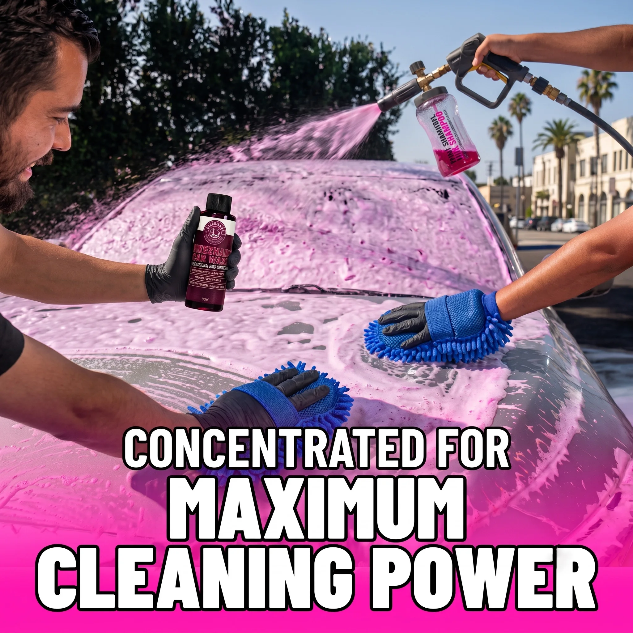 Complete Car Wash Set, Concentrated High Foam Shampoo & Blue Microfiber Washing Mitt for Streak-Free Auto Motorcycle Paint Care view 4