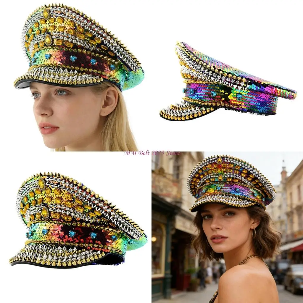 49ME Fashion Baseball Cap Casual Hat With Practical Metal Studs And Glittering Accent
