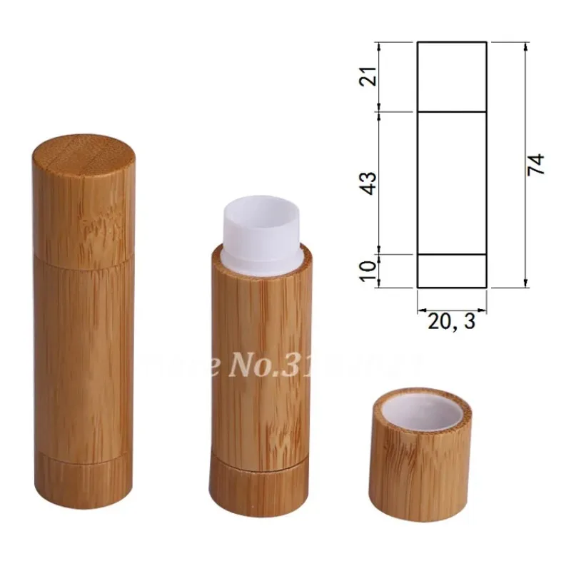 20pcs 5ml Round Natural Bamboo Lip Balm Container Lipstick Tube DIY Cosmetic Lip Gloss Bottle Makeup Lip Stick Pipe Shell Travel