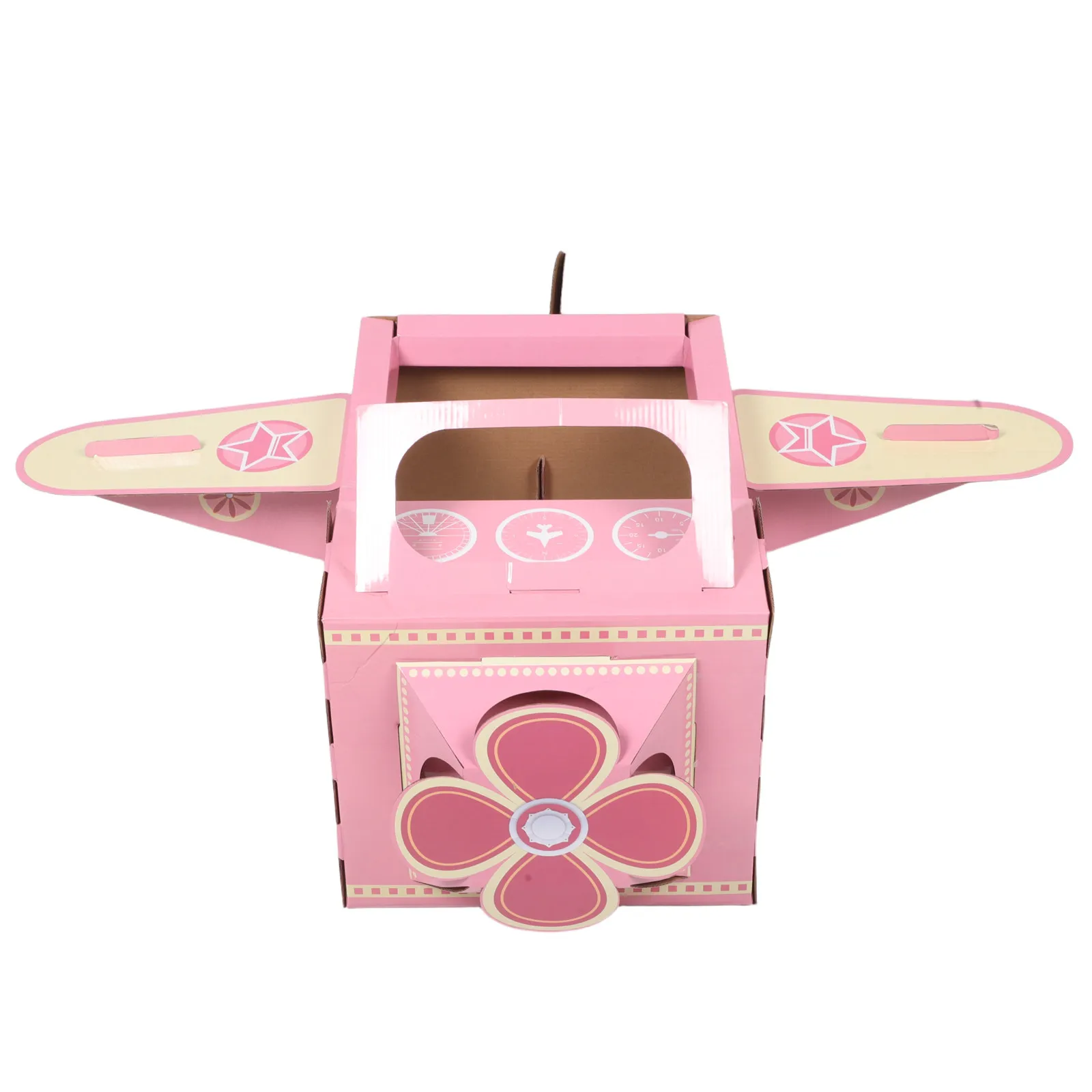 Cardboard Toy Creation Airplane for Kids Pink Model Playset Construction Building