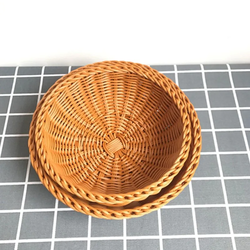 Fruit Baskets for Bowl Food Storage In Kitchen Room Small Vintage Decorative Rattan Wicker Basket Serving Snack Bread Holder