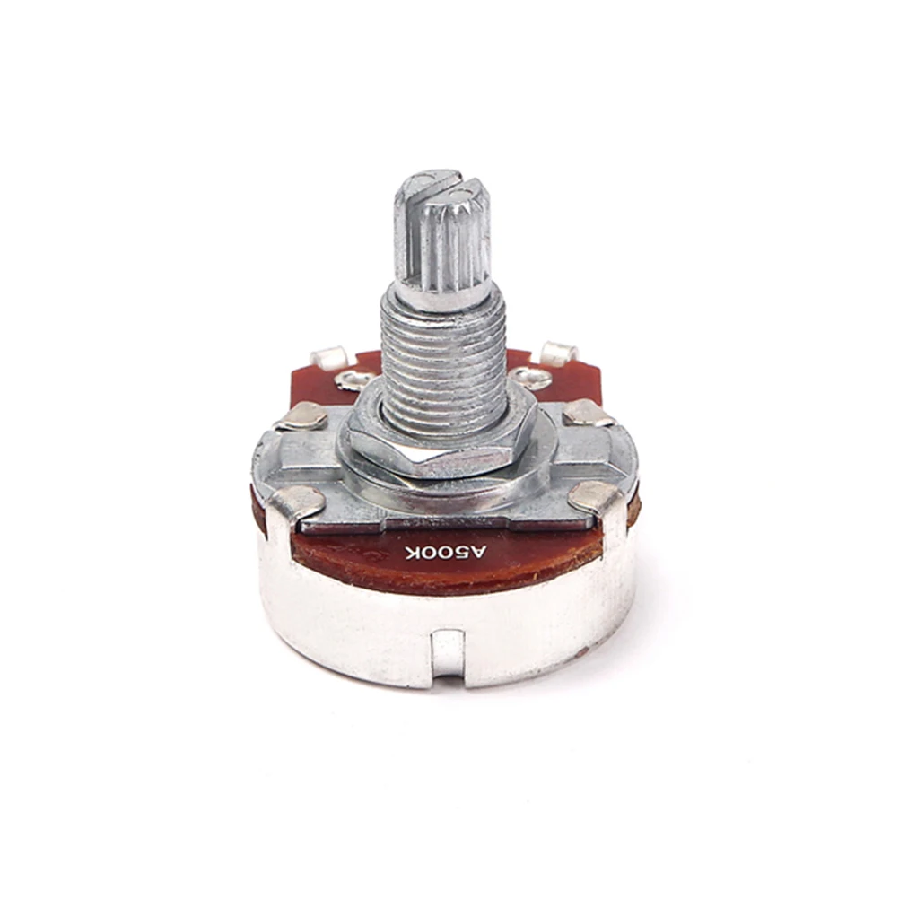

A500k Ohm Guitar Potentiometer Linear Taper Rotary Audio Volume Control Dual Deck Mn50 Split Shaft Coarse Knurling Fit Most