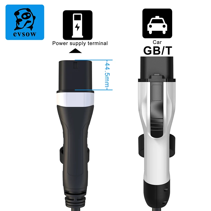 Cabo de carregamento Evsow para veículos elétricos, tipo 2a gb/t, 1 fase, 3 fases, fêmea a macho, 5m, 16a 32a