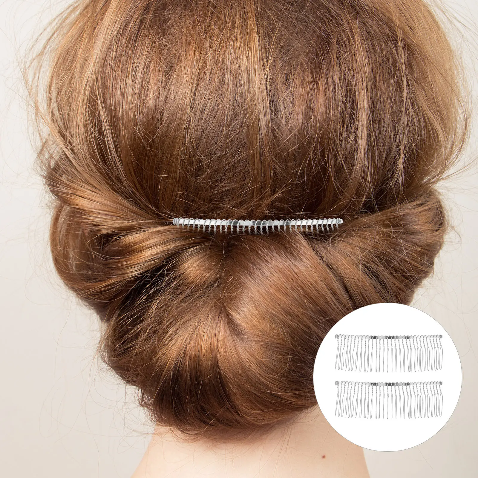20Pcs Hair Insert Comb Metal Wire Side Combs Silver Finish 30 Teeth Secure Hold Bun Hair Comb Clip Bridal Updo Styling