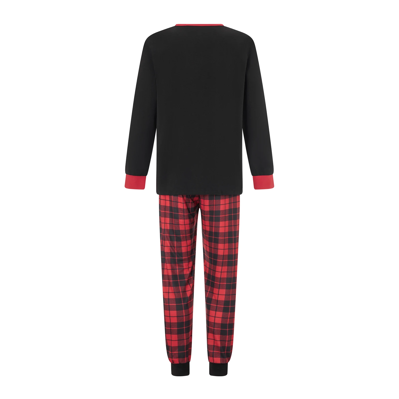 Christmas Matching Pajamas Elk Print Long Sleeve Shirt and Plaid Pants Set Loungewear Soft Sleepwear