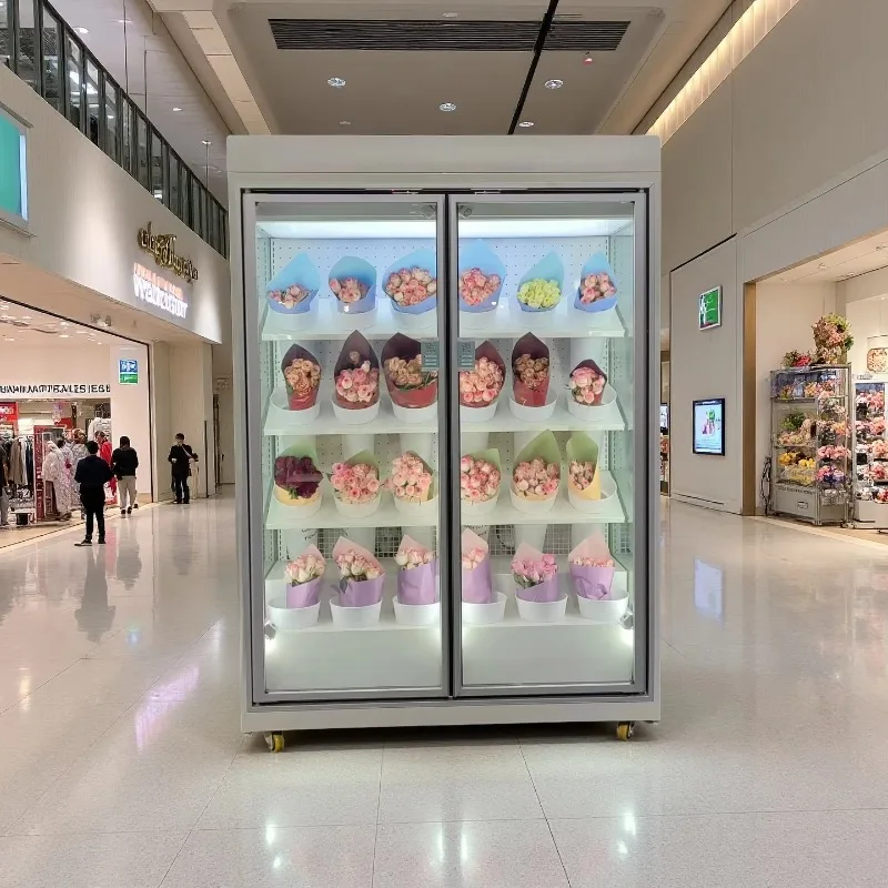 Vertical Smart Flower Locker Vending Machine Custom Pattern Refrigerated Bouquet Self Service Vending Cabinet Customized