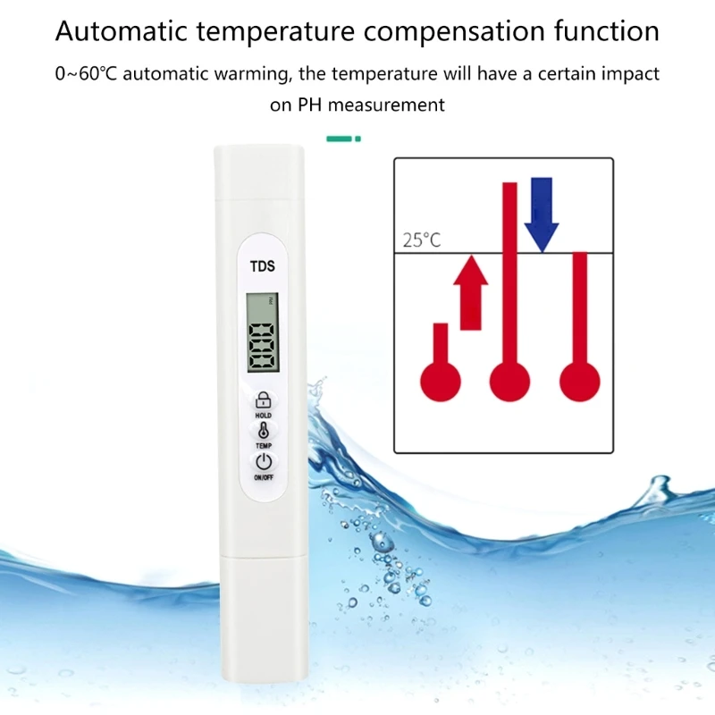 TDS/Temp Meter Multipurpose Water AnalyzerMonitor with Data Hold High Accuracy