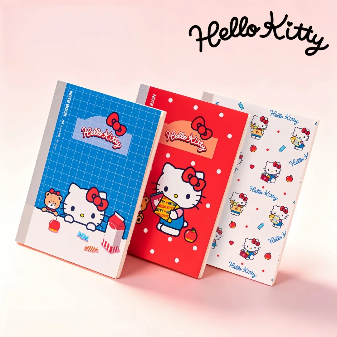 Sanrio Hello Kitty Cartoon A6 Wireless Bound Notebook with Thick Lined Pages for Girls and Students, Portable Pocket Notepad