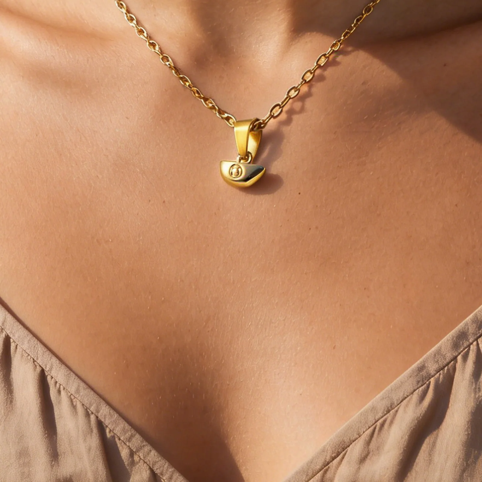 

Golden Ingot Pendant Necklace Adjustable Chain Jewelry Gift for Women Girls