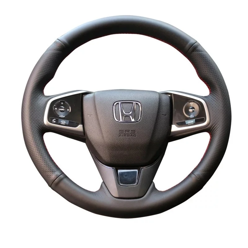 Customized Hand Sewing Microfiber Leather Car Steering Wheel Cover Braid for Honda 10th Gen Civic‌ CRV CR-V 2017-2021 Non-slip