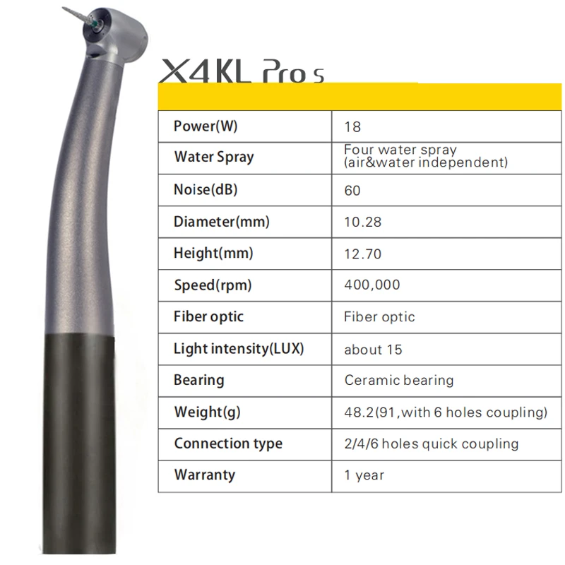 Titanium Legering Tandheelkundige Hoge Snelheid Handstuk Led Lucht Turbine Keramische Lager 4 Gaten Water Spray Tandheelkundige Handstuk Tandarts Tool