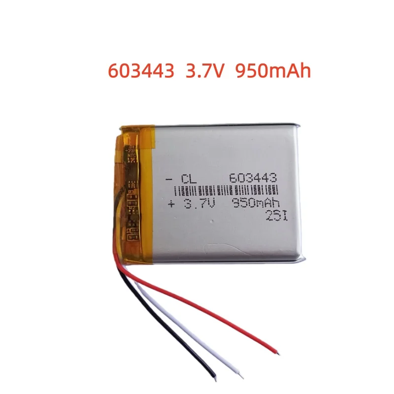 

603443 3.7V 950mAh Lithium Polymer LiPo Rechargeable Battery Li cells For PAD DVD E-book Note Book Bluetooth Headset Mobile