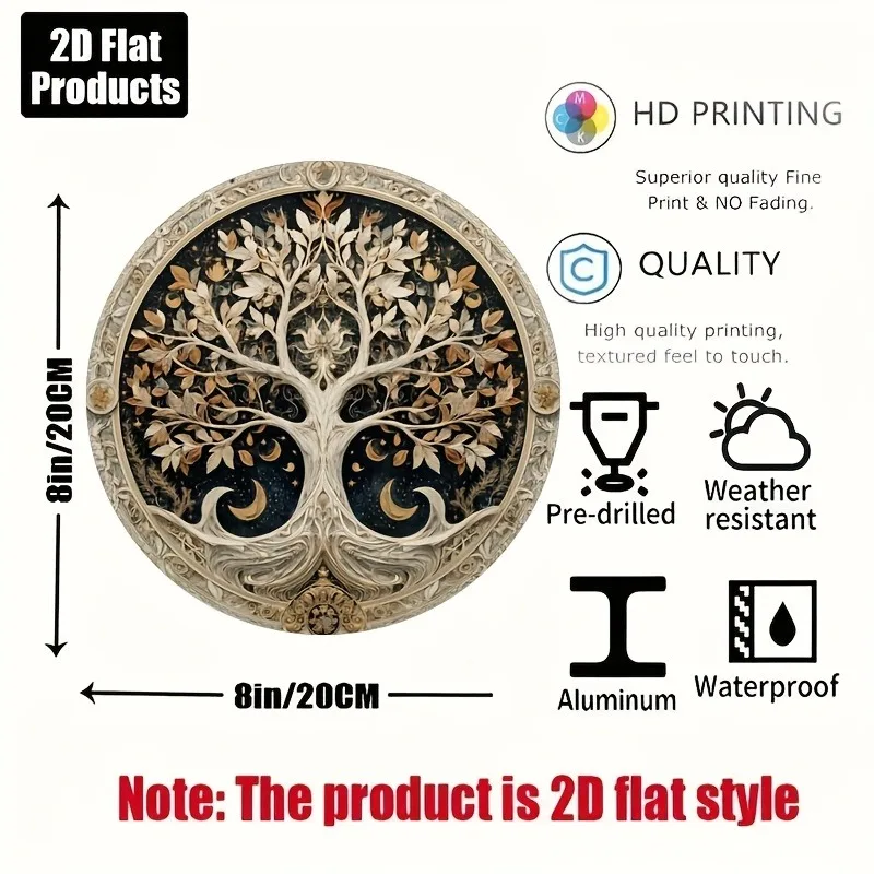 CIFbuy Vintage Aluminum Wall Art Waterproof Tree Of Life Sign For Home Bar Cafe Indoor Outdoor Living Room Room Decor