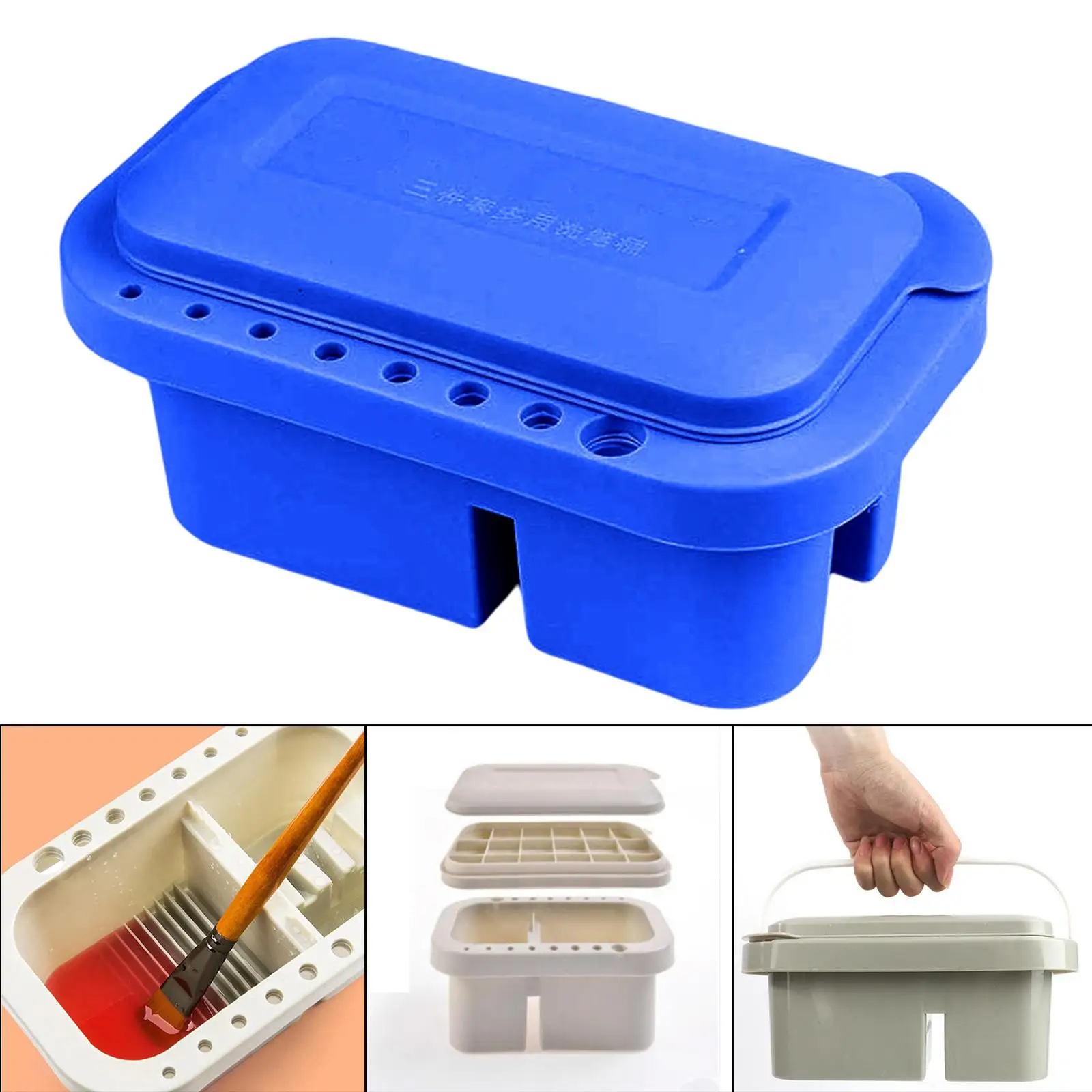 

Paint Brush Tub with Brush Holder and Pallet Wash Pen Pots for Kids Camping